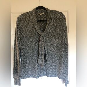Vintage Grey/Silver Long Sleeve Blouse (M)